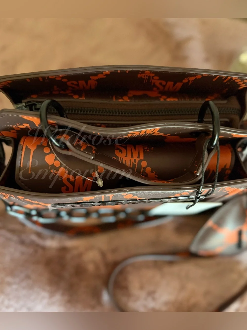 Viral Halloween Steve Madden Bevelyn Dripping Bleeding Hearts satchel orange